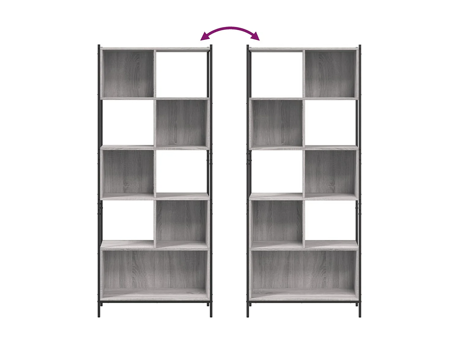 Libreria Grigio Sonoma 102x28x172 cm in Legno Multistrato