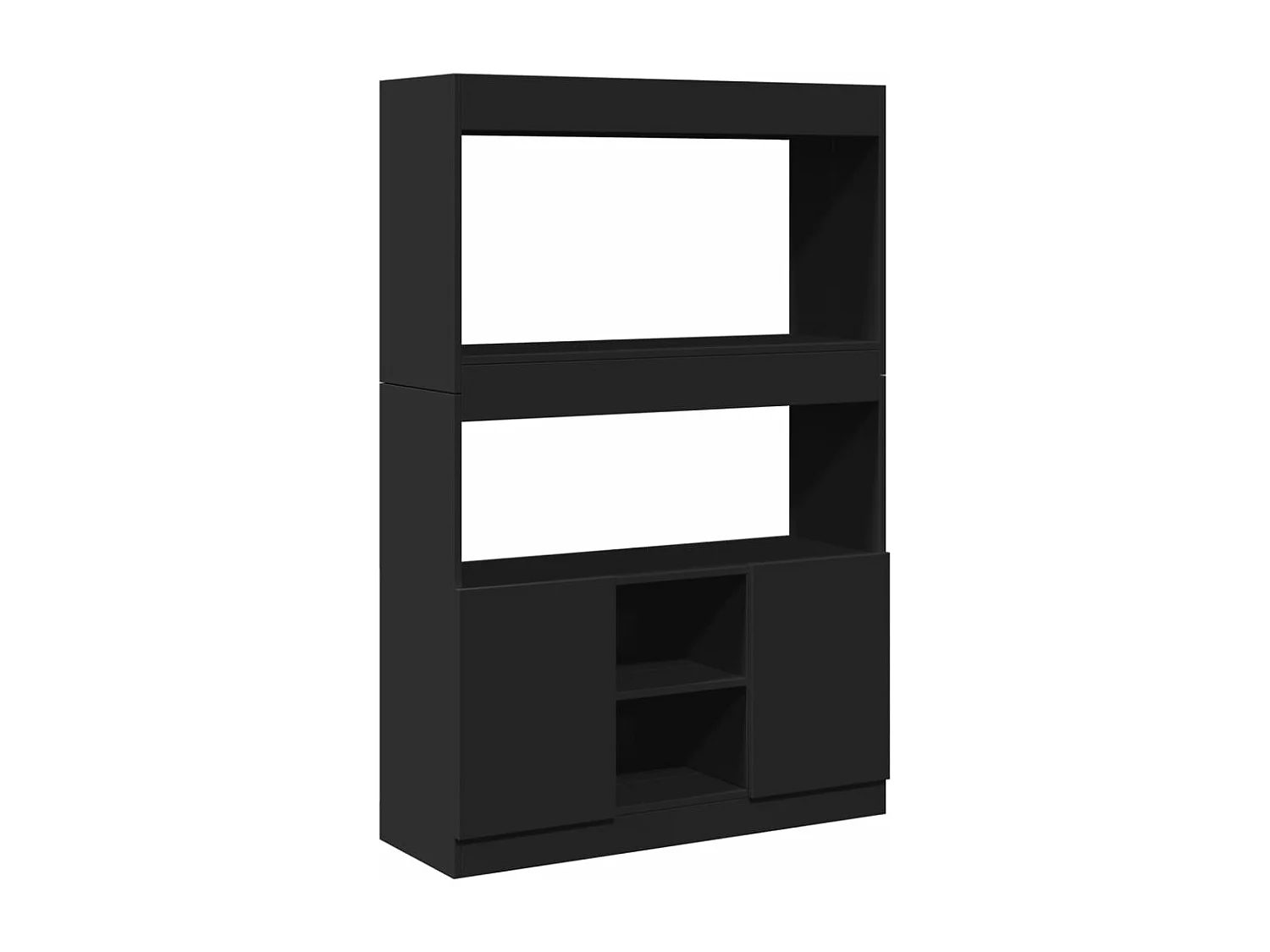 Aparador alto madera de ingeniería negro 92x33x140 cm