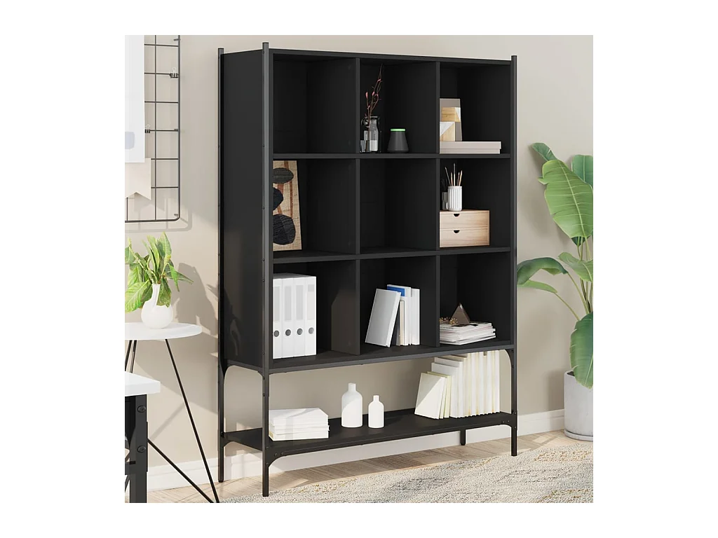 Libreria Nera 102x30x141,5 cm in Legno Multistrato