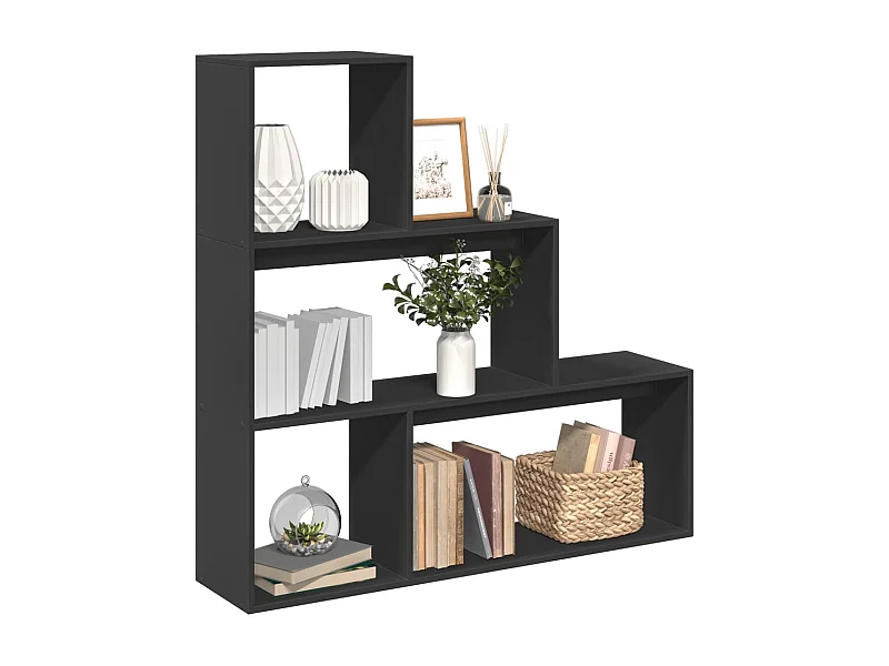 Libreria Divisorio 3 Ripiani Nera 123x29x123 cm in Truciolato