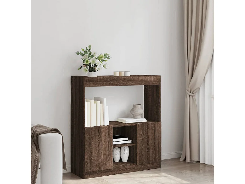 Buffet haut chêne marron 92x33x100 cm bois d'ingénierie
