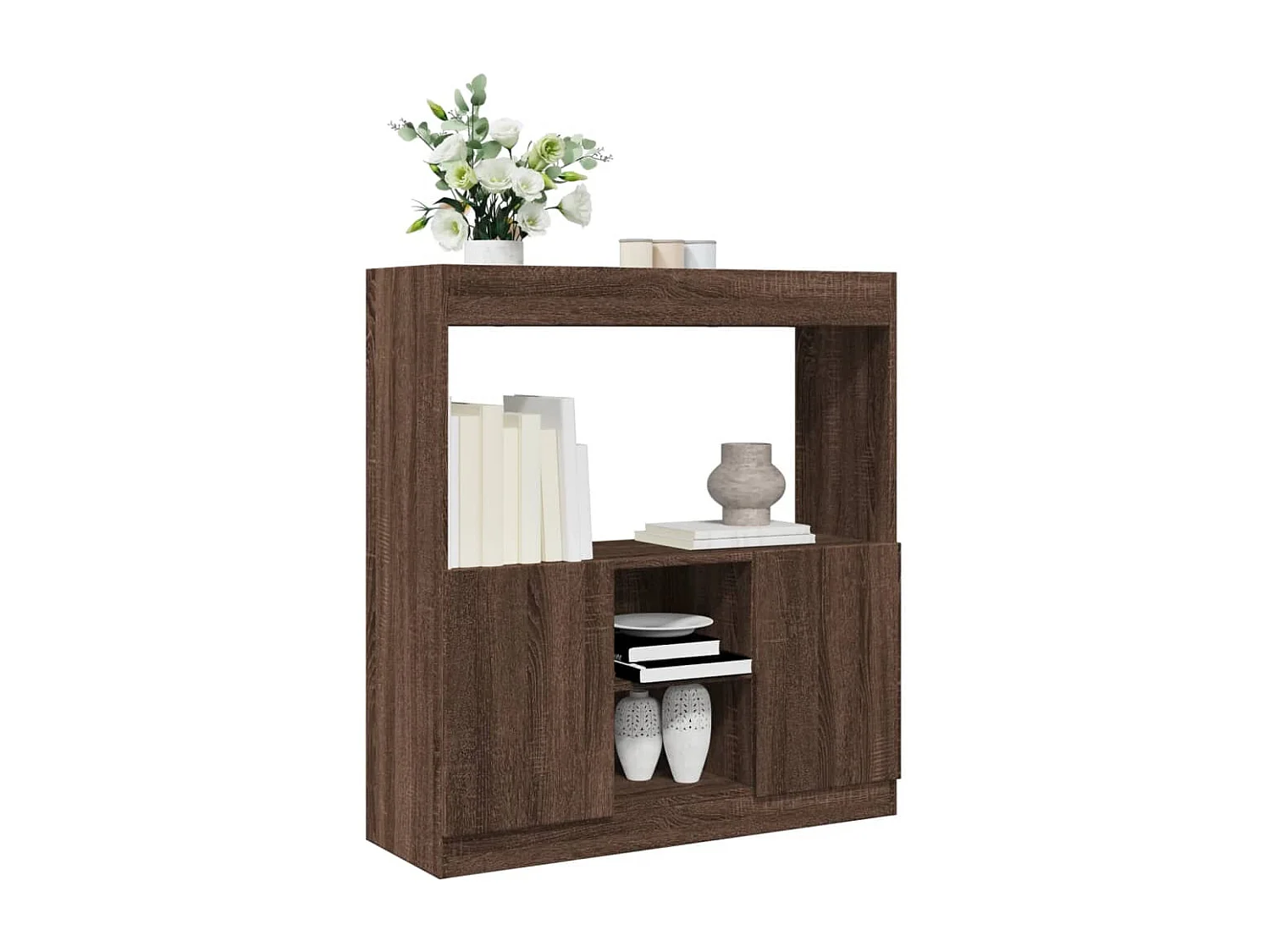 Buffet haut chêne marron 92x33x100 cm bois d'ingénierie