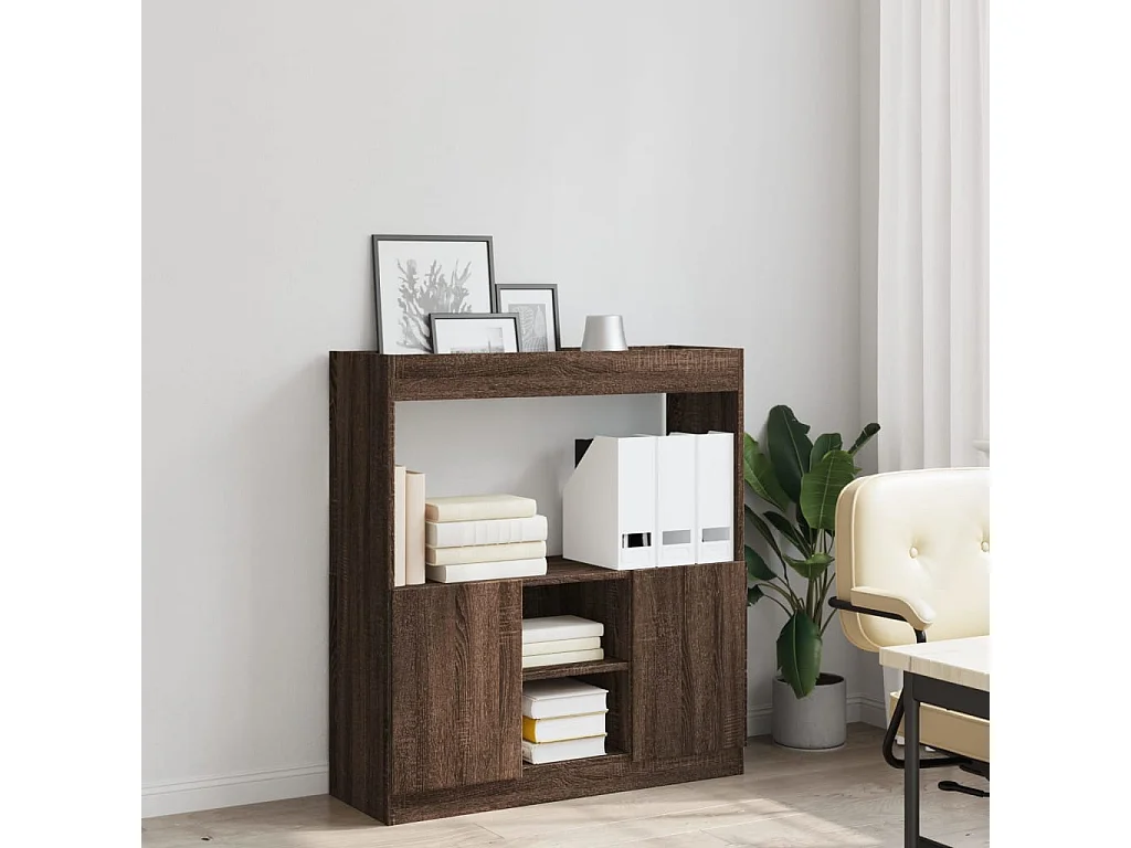 Buffet haut chêne marron 92x33x100 cm bois d'ingénierie