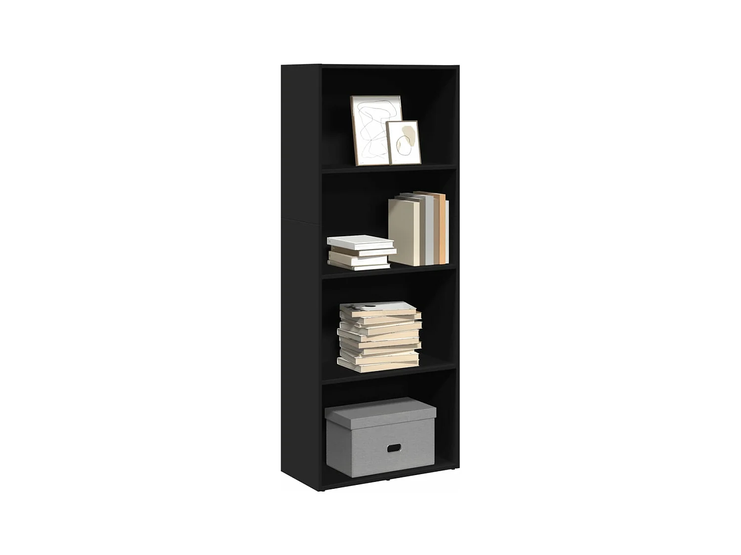 Bibliothèque noir 60x30x152 cm bois d'ingénierie