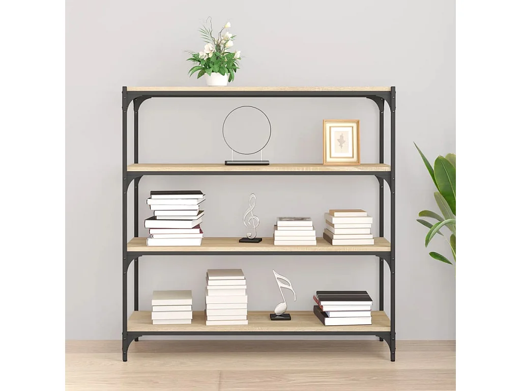 Meuble TV Chêne sonoma 100x33x100 cm Bois d'ingénierie et acier