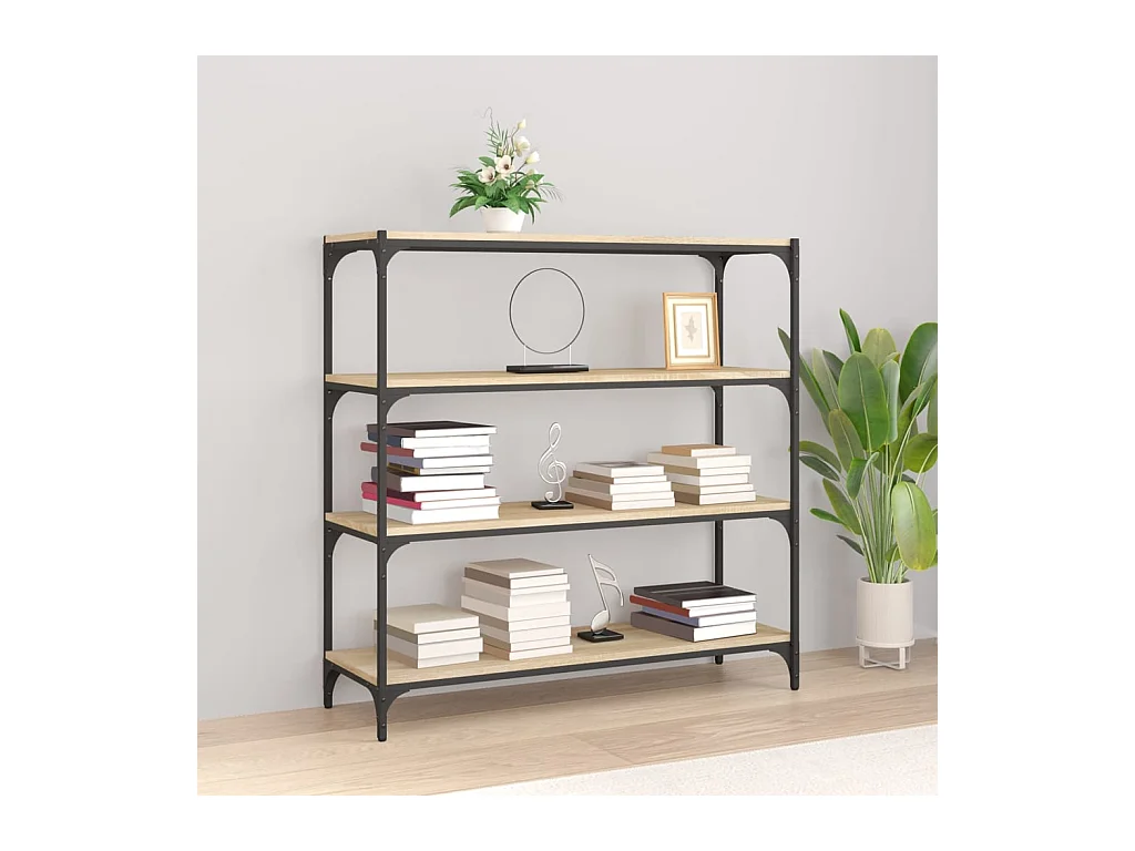 Meuble TV Chêne sonoma 100x33x100 cm Bois d'ingénierie et acier