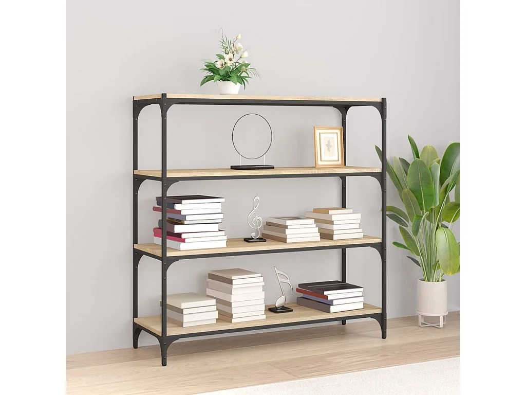 Bücherregal Sonoma-Eiche 100x33x100 cm Holzwerkstoff und Stahl