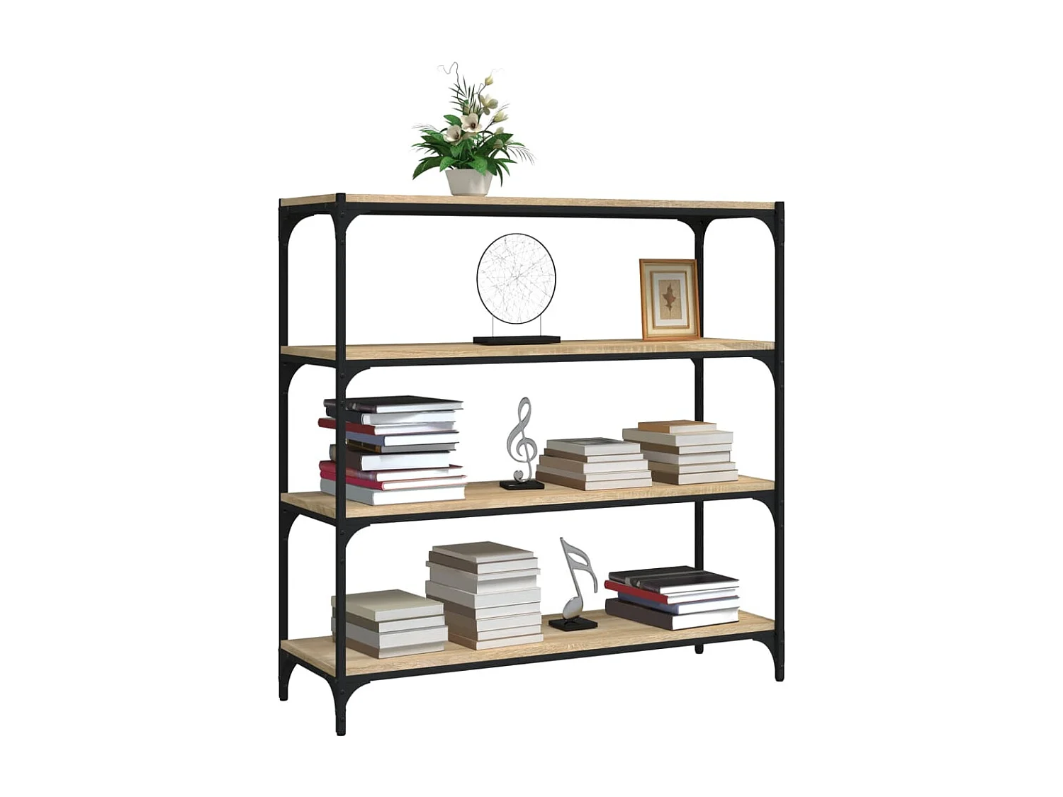 Bücherregal Sonoma-Eiche 100x33x100 cm Holzwerkstoff und Stahl