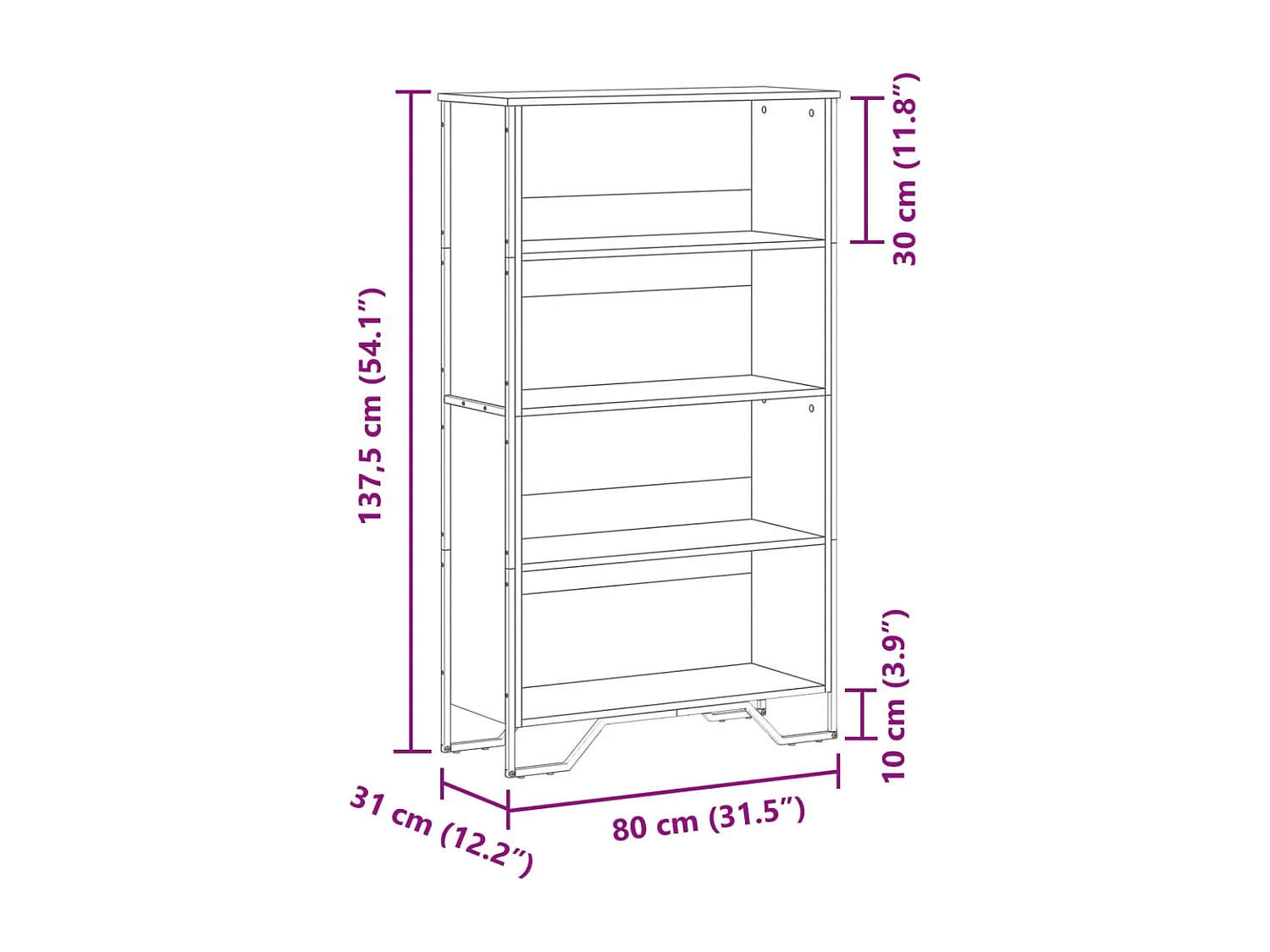 Libreria Grigio Sonoma 50x31x137,5 cm in Truciolato