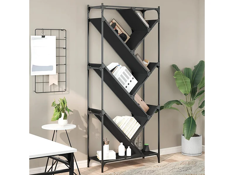 Estante 79x30x180 cm derivados de madeira e metal preto