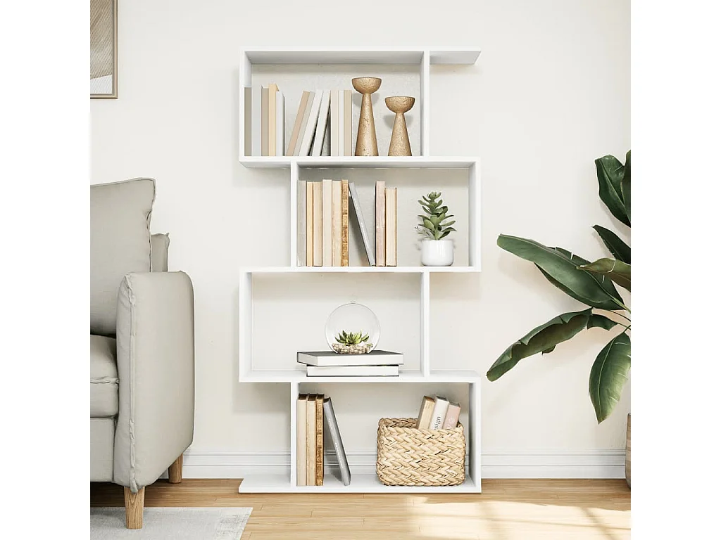 Raumteiler-Bücherregal 4 Böden Weiß 70x24x129 cm Holzwerkstoff