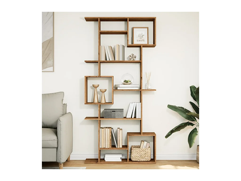 Bibliothèque chêne artisanal 92x29x188 cm bois d'ingénierie