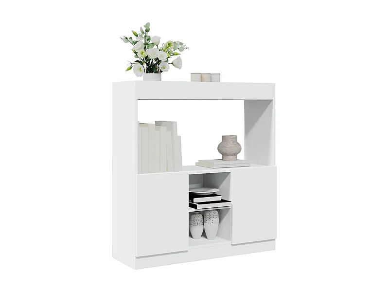 Buffet haut blanc 92x33x100 cm bois d'ingénierie