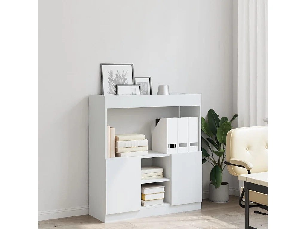 Credenza Bianca 92x33x100 cm in Legno Multistrato