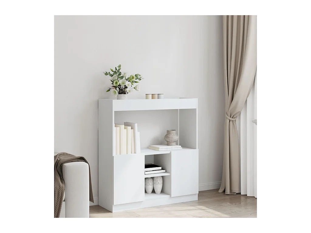 Buffet haut blanc 92x33x100 cm bois d'ingénierie