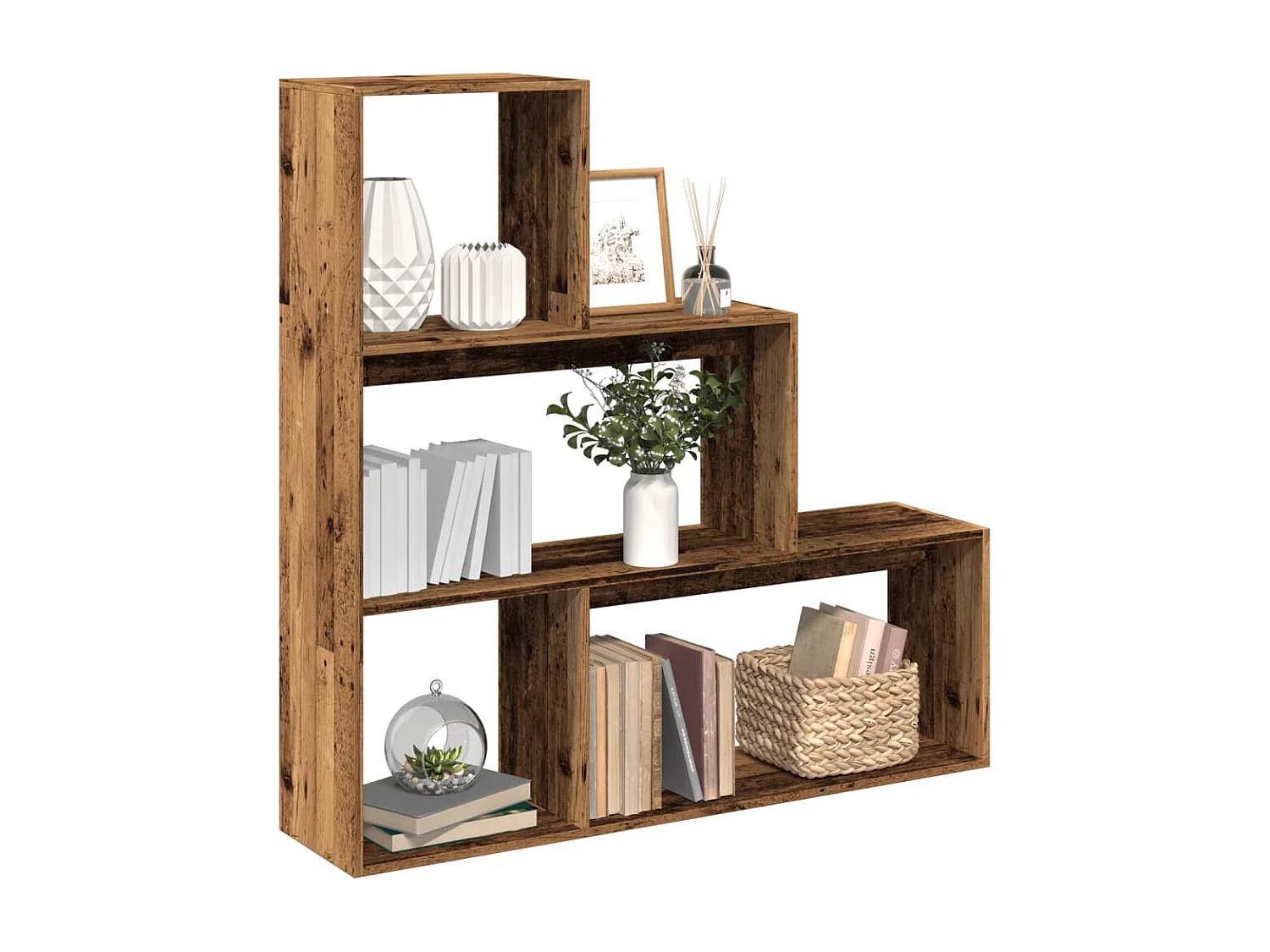 Estante divisória 3 níveis derivados de madeira madeira velha