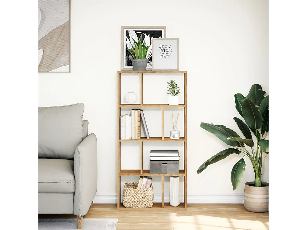 Bibliothèque chêne artisanal 60x20x120 cm bois d'ingénierie