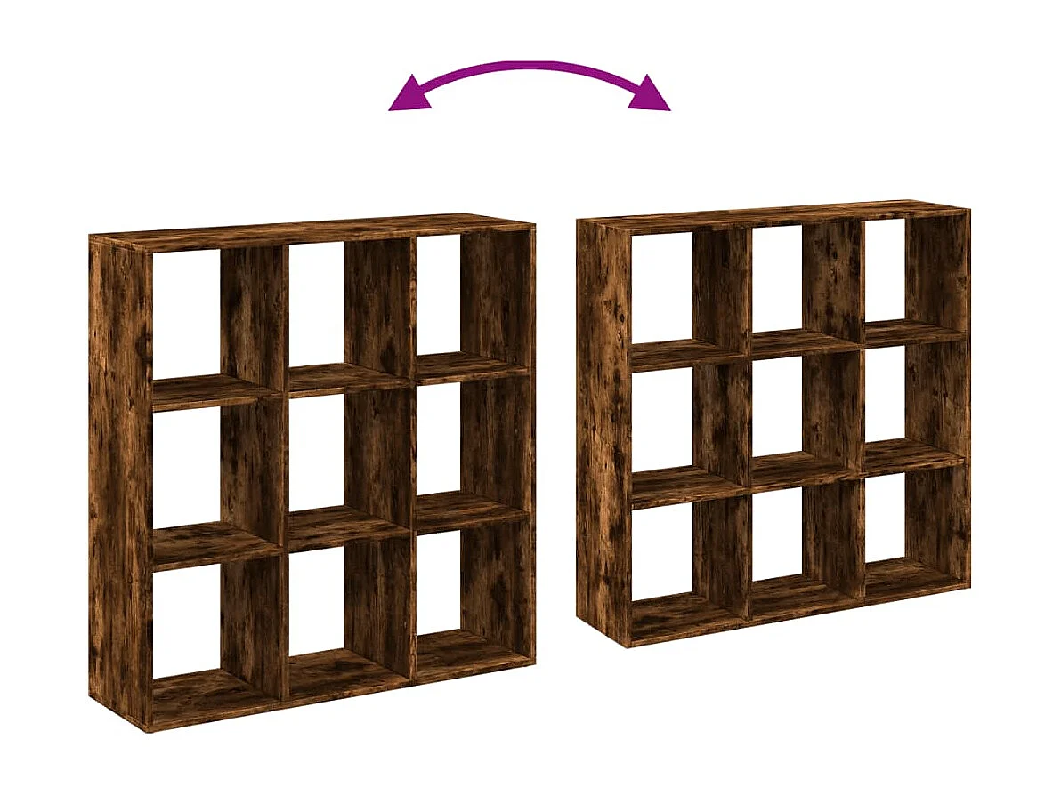 Librería divisora 4 niveles madera gris Sonoma 131,5x29x131,5cm