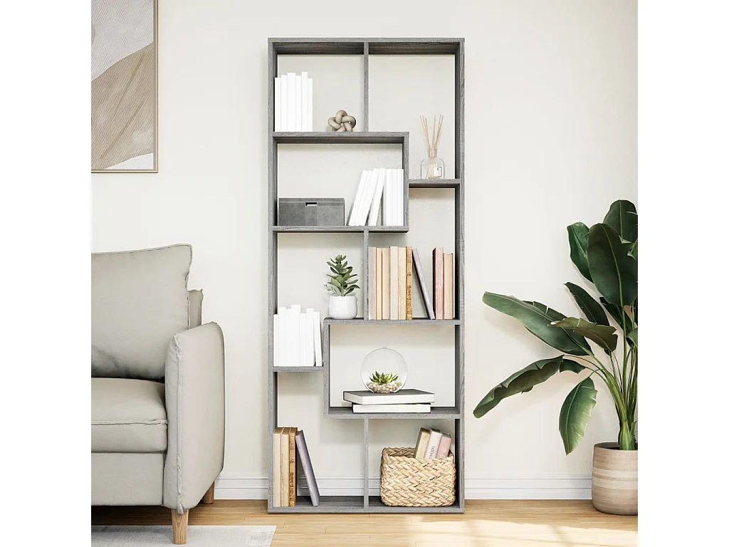 Raumteiler-Bücherregal Grau Sonoma 67x25x161,5 cm Holzwerkstoff