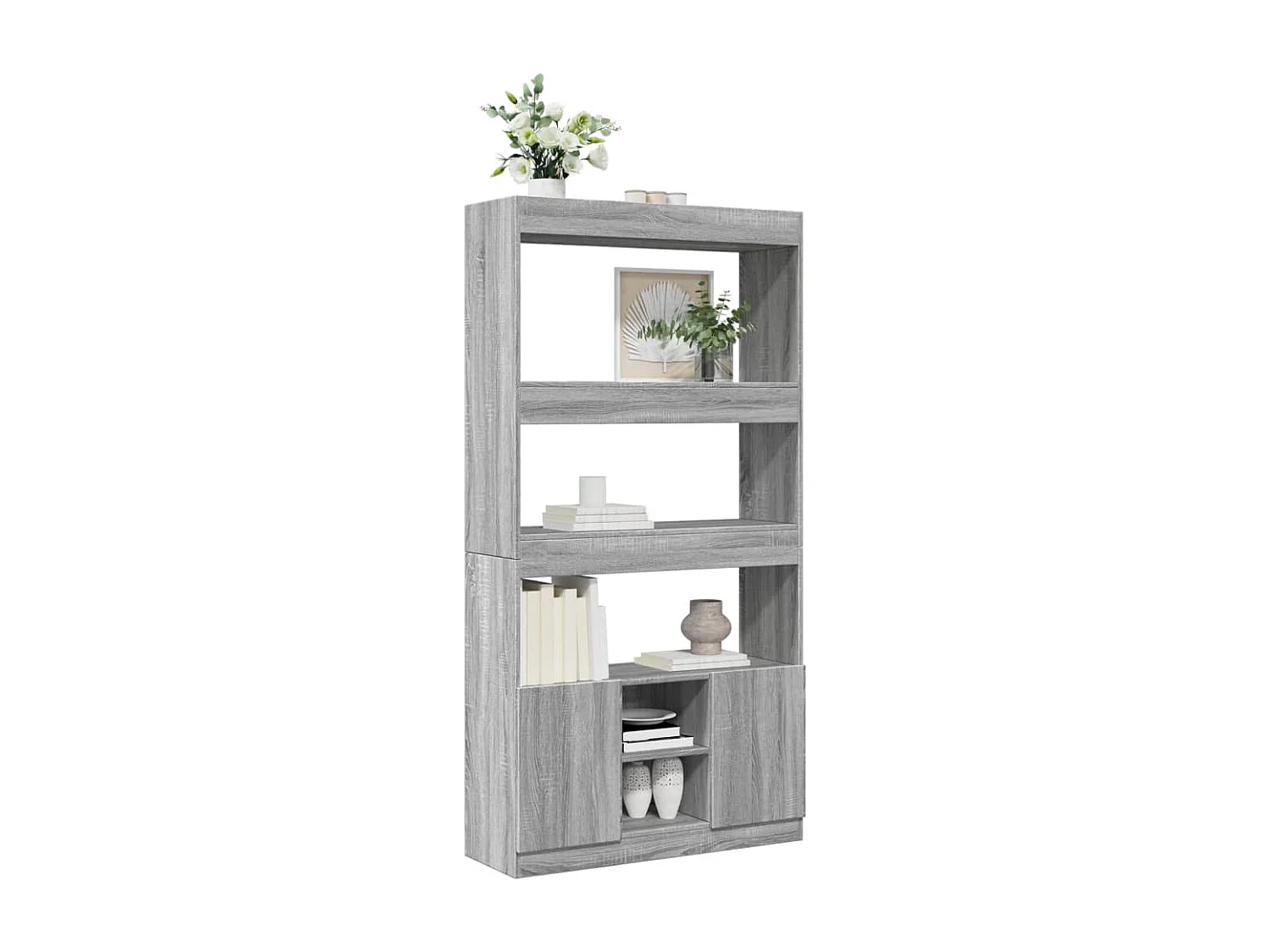 Highboard Grau Sonoma 92x33x180 cm Holzwerkstoff