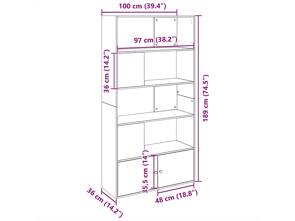 Libreria Angolare 3Ripiani Rovere Fumo 50x50x102 cm Multistrato