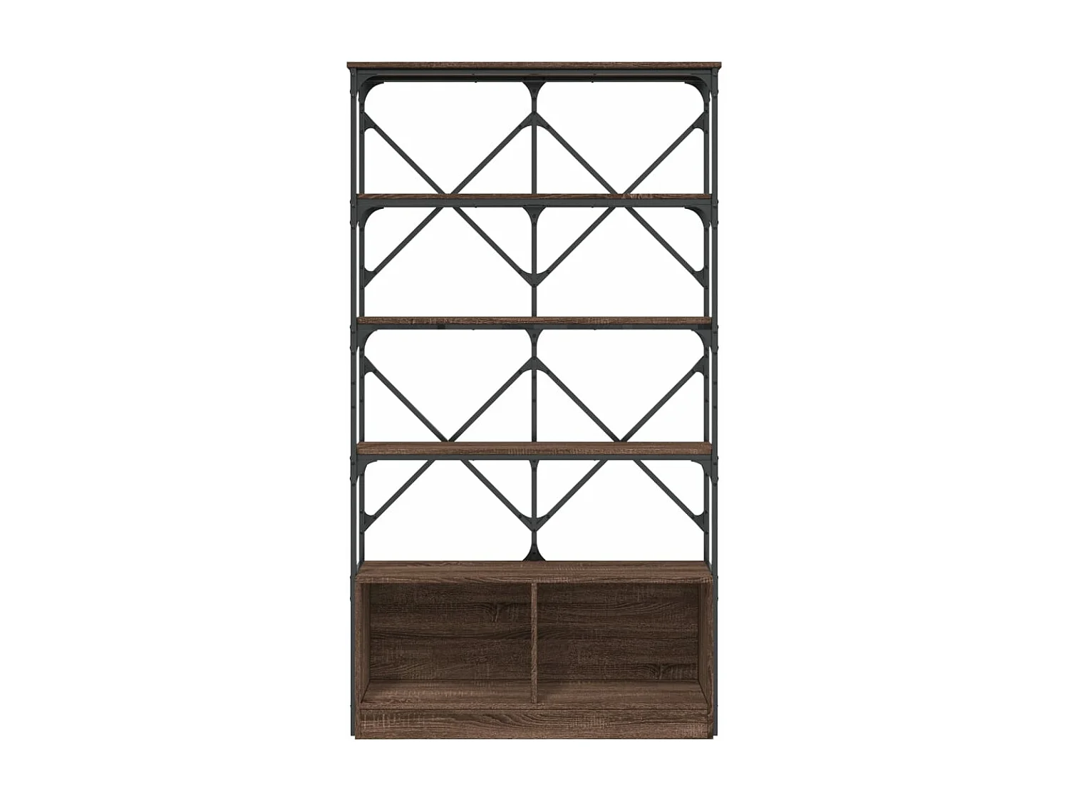 Bibliothèque chêne marron 100x26x180cm bois ingénierie et métal