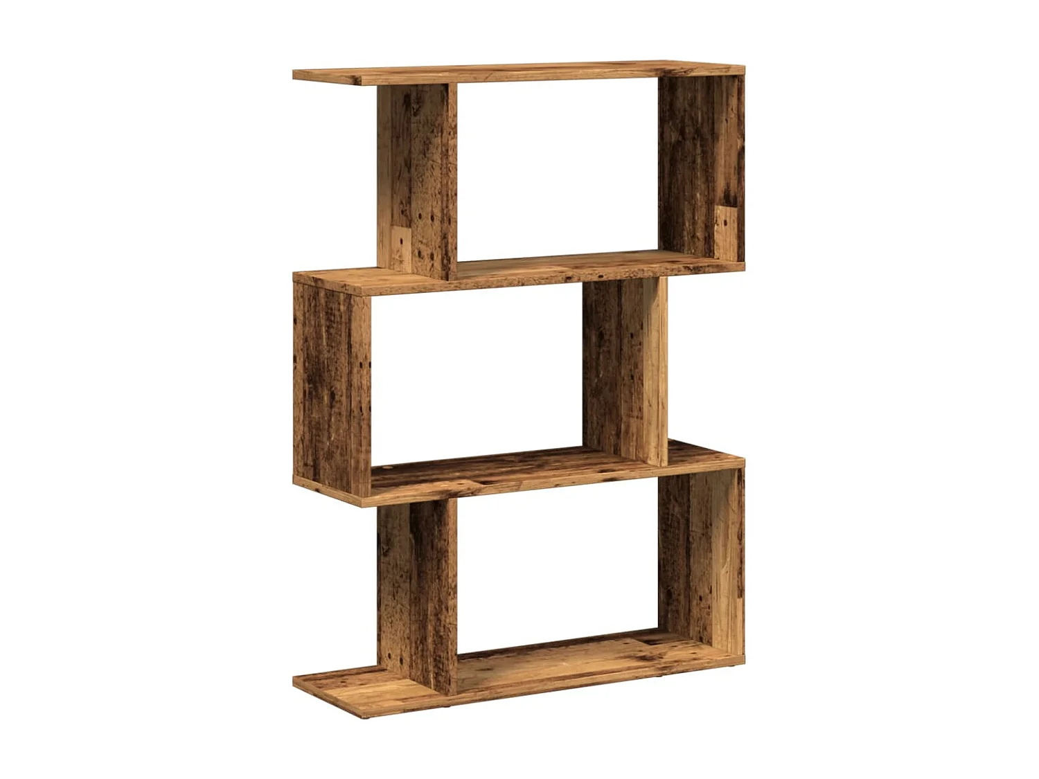 Étagère séparatrice de pièce à 3 niveaux vieux bois 70x24x97 cm