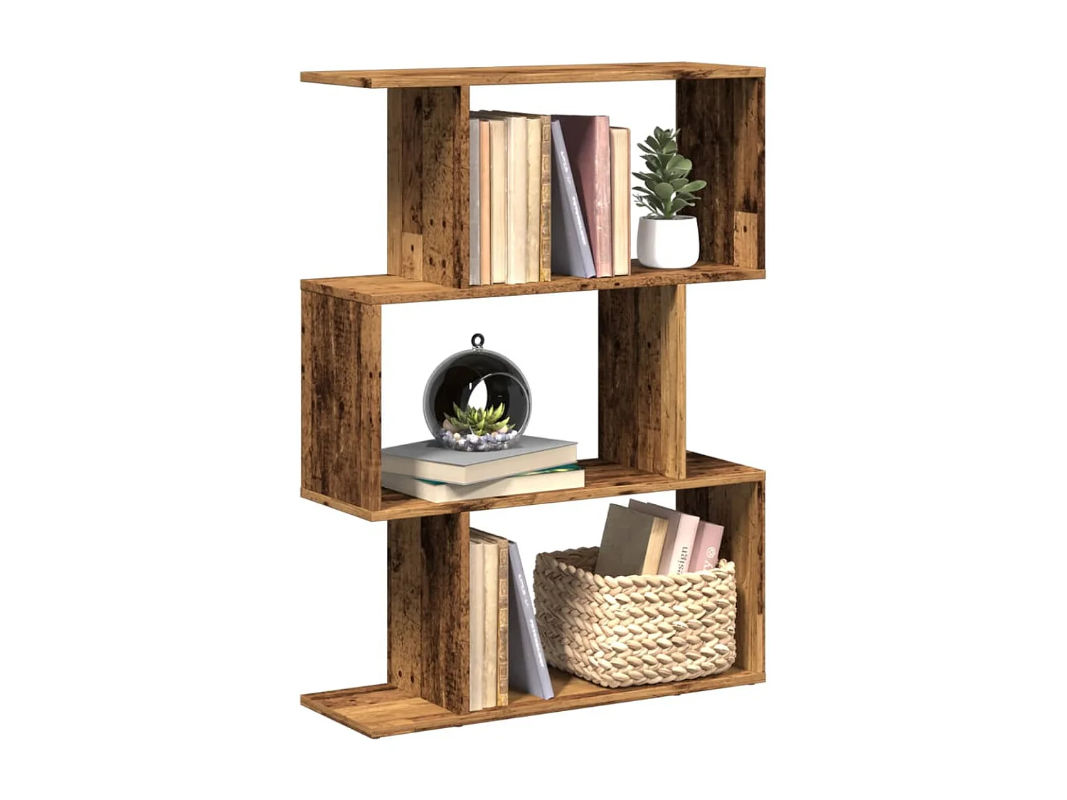 Libreria Divisorio 3Ripiani Legno Antico 70x24x97 cm Truciolato