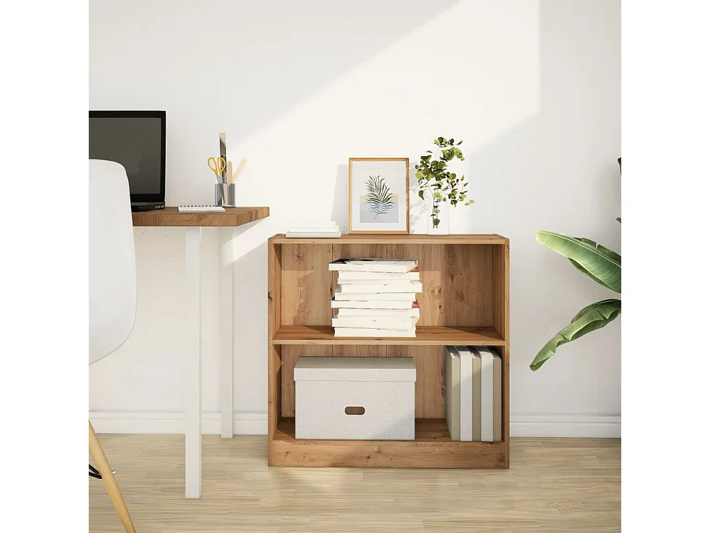 Bibliothèque chêne artisanal 80x24x76 cm bois d'ingénierie