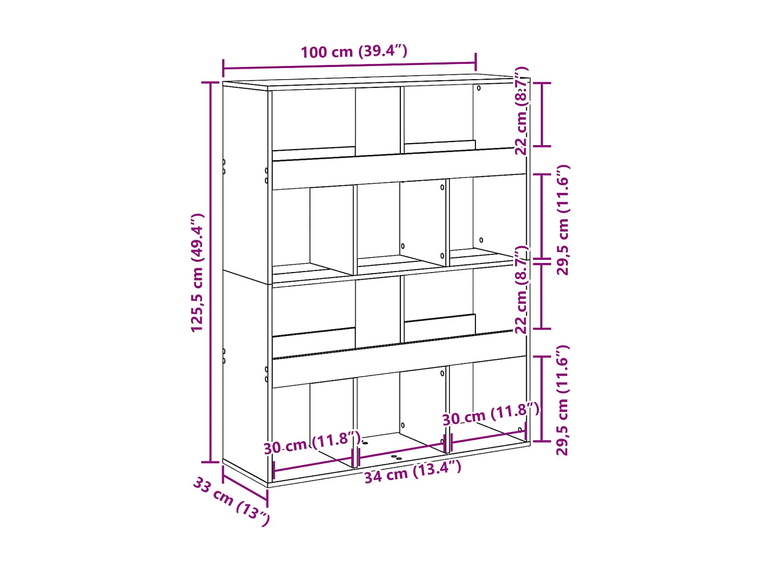Estantería de madera de ingeniería roble Sonoma 100x33x187,5 cm