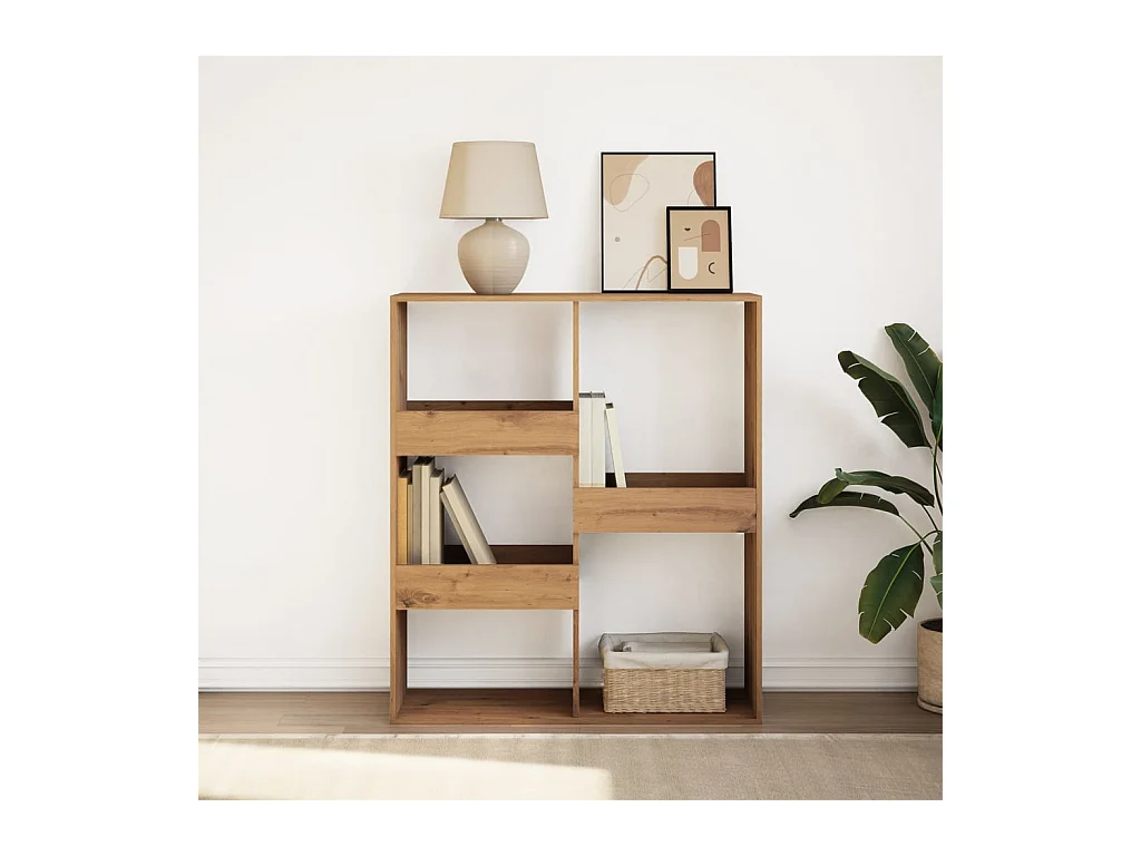 Boekenkast / kamerscherm 100x33x115 cm artisanaal eikenkleurig