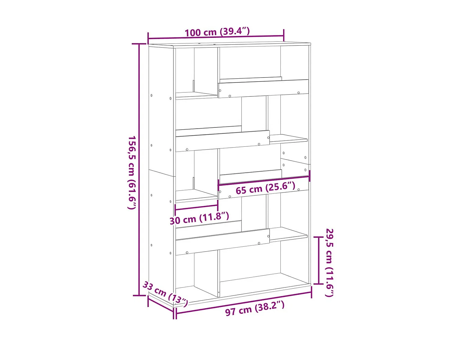 Estante/divisória 100x33x94,5 cm branco