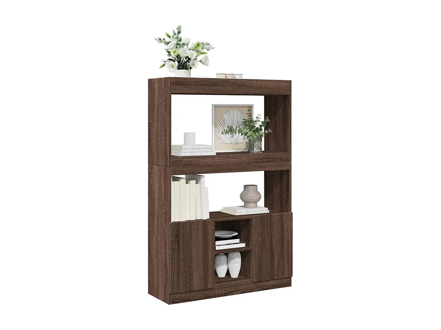 Highboard Braun Eichen-Optik 92x33x140 cm Holzwerkstoff