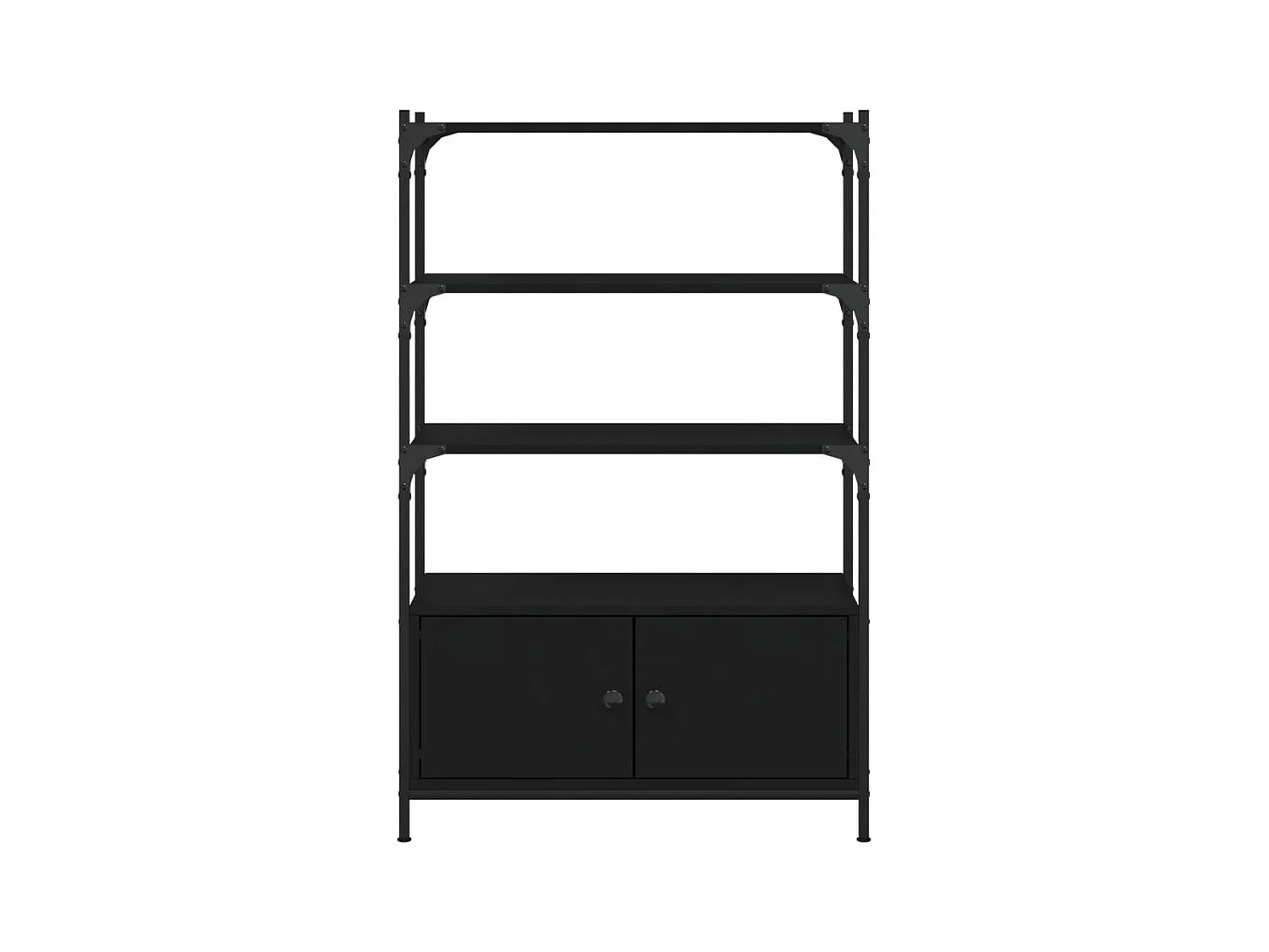 Libreria a 5 Ripiani Nera 60,5x24x166,5 cm in Legno Multistrato
