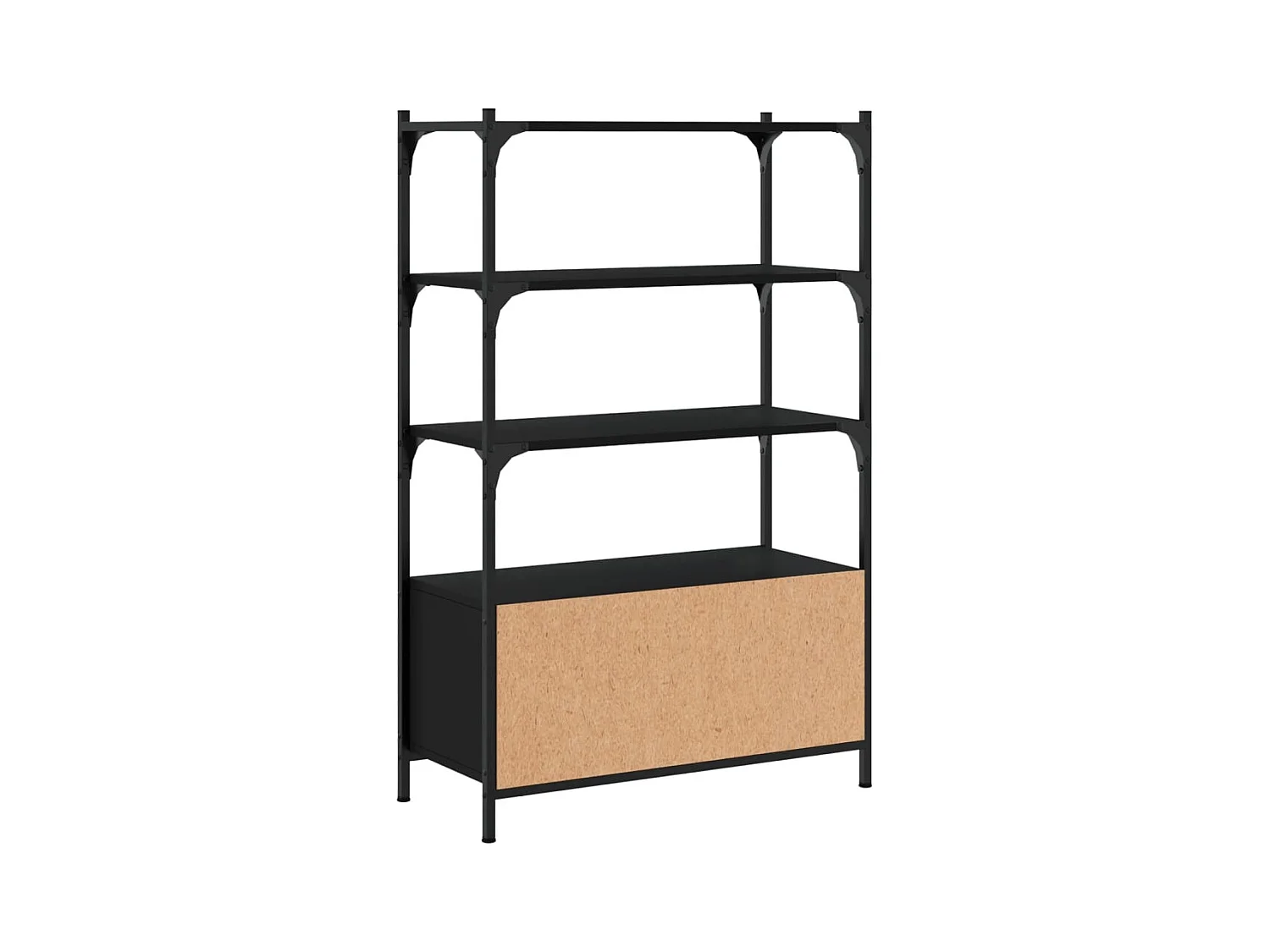 Libreria a 5 Ripiani Nera 60,5x24x166,5 cm in Legno Multistrato