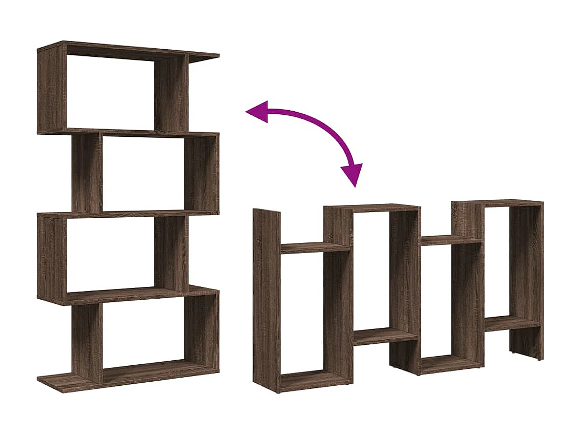 Raumteiler-Bücherregal 4 Böden Schwarz 70x24x129 cm