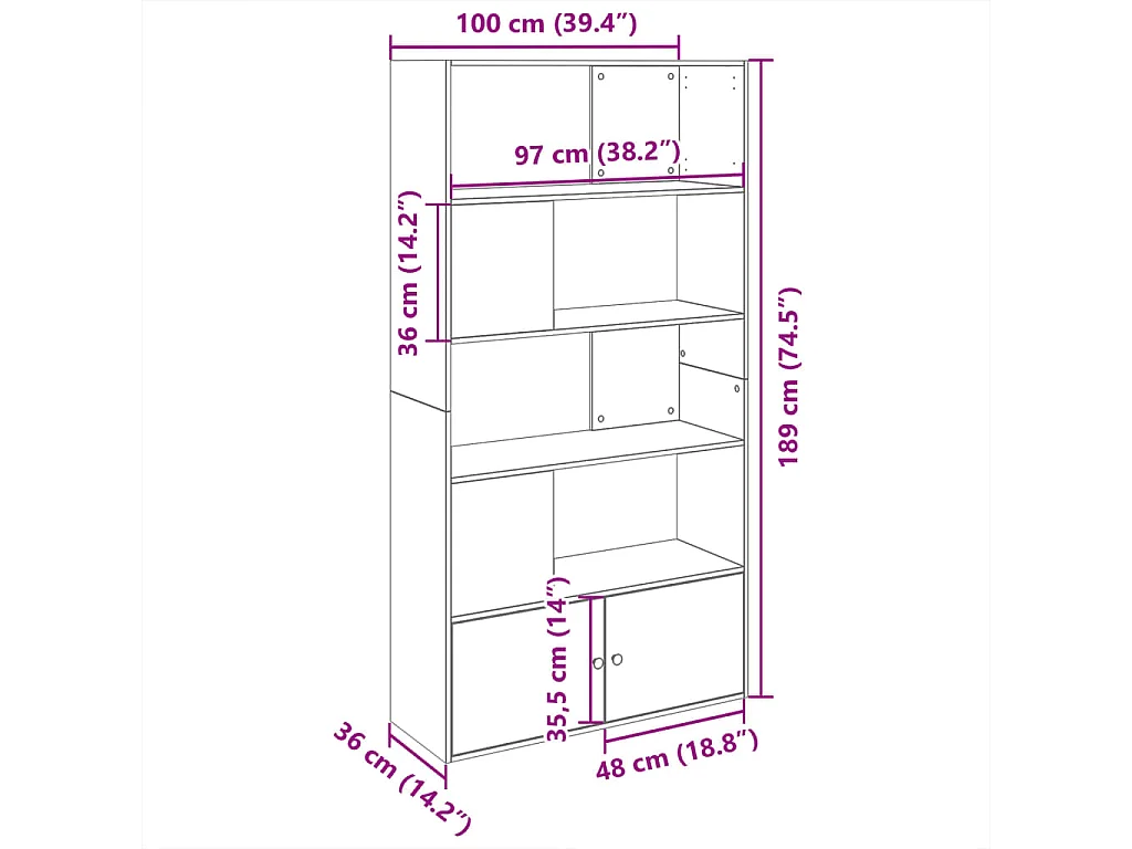 Libreria Angolare 3 Ripiani Legno Vecchio 50x50x102 cm Legno