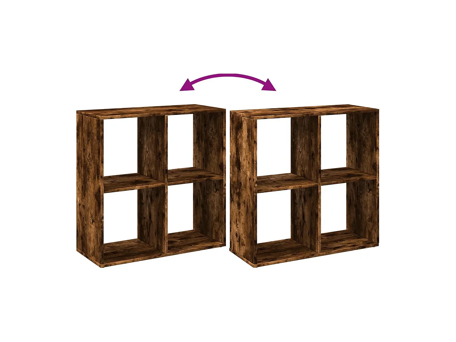 Libreria Rovere Fumo 137,5x29x137,5 cm in Legno Multistrato