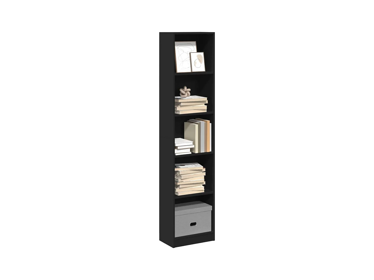 Libreria Nera 40x24x176 cm in Legno Multistrato