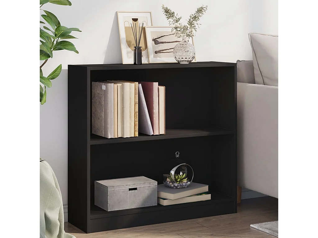 Bibliothèque Noir 80x24x75 cm Bois d'ingénierie