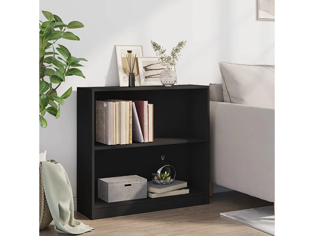 Bibliothèque Noir 80x24x75 cm Bois d'ingénierie