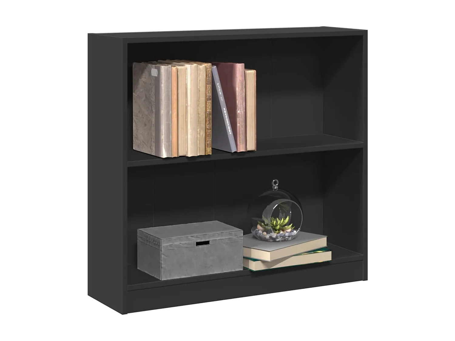 Bibliothèque Noir 80x24x75 cm Bois d'ingénierie