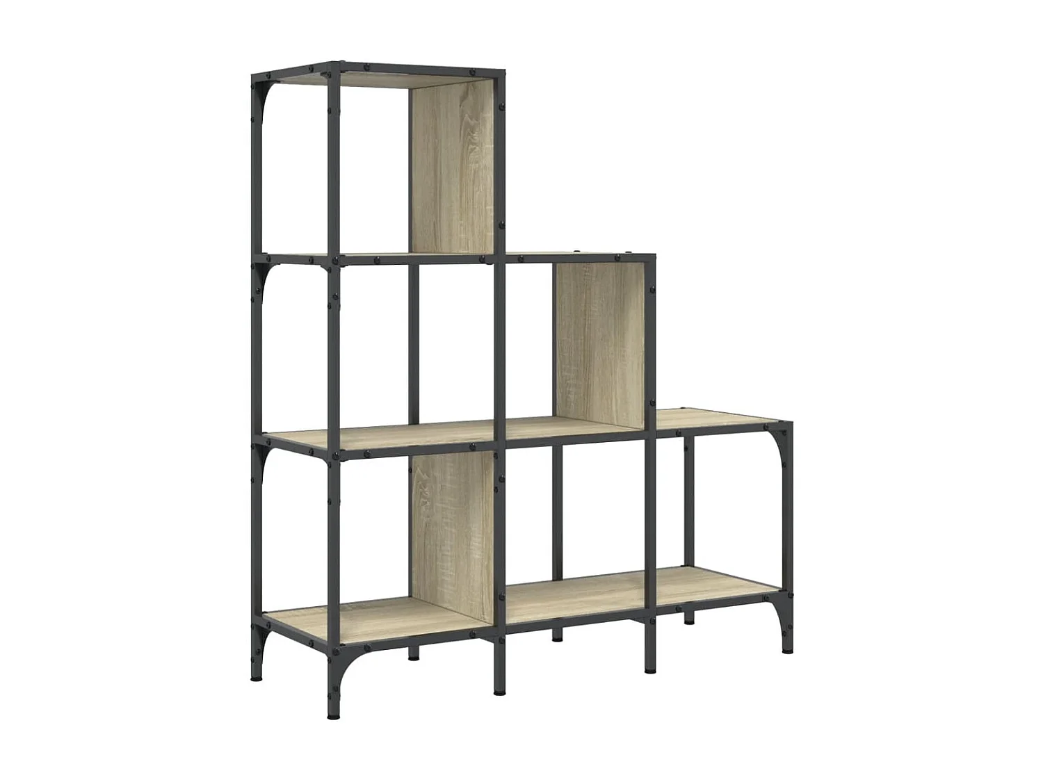 Bibliothèque chêne marron 79x30x180 cm bois ingénierie et métal