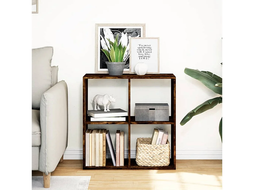 Raumteiler-Bücherregal Räuchereiche 69,5x29x69,5 cm