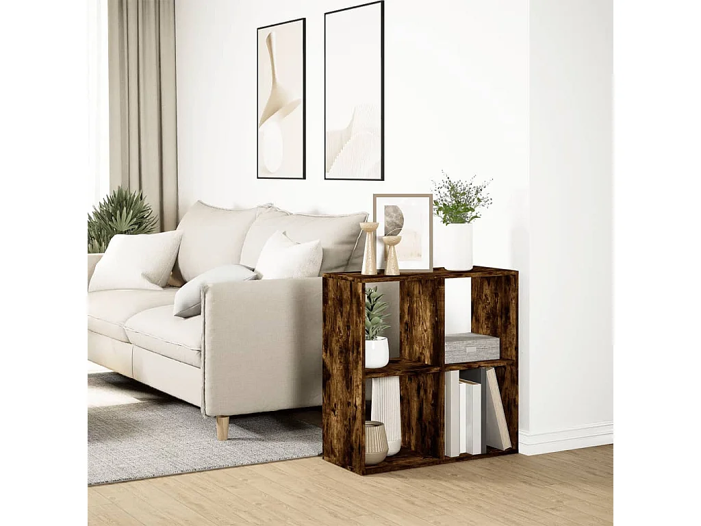 Étagère séparatrice de pièce chêne fumé 69,5x29x69,5 cm