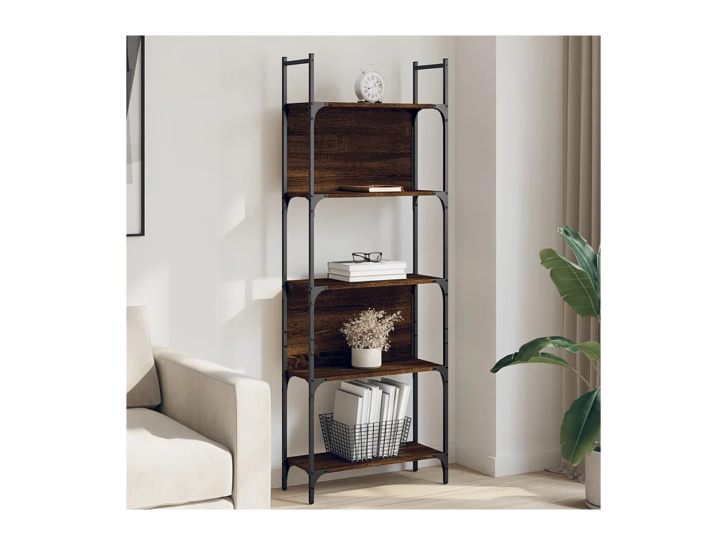 Bibliothèque à 5 niveaux chêne marron 60,5x24x166,5 cm