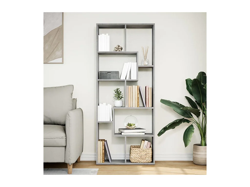 Raumteiler-Bücherregal Betongrau 67x25x161,5 cm Holzwerkstoff