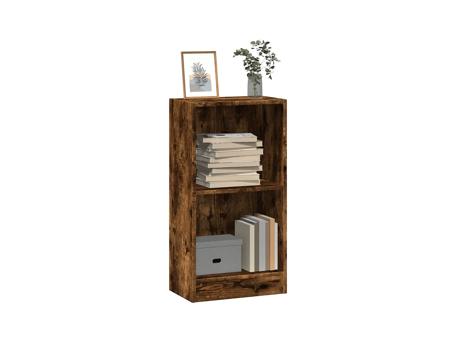 Boekenkast 40x24x76 cm bewerkt hout gerookt eikenkleurig