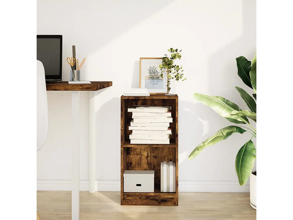Bibliothèque chêne fumé 40x24x76 cm bois d'ingénierie