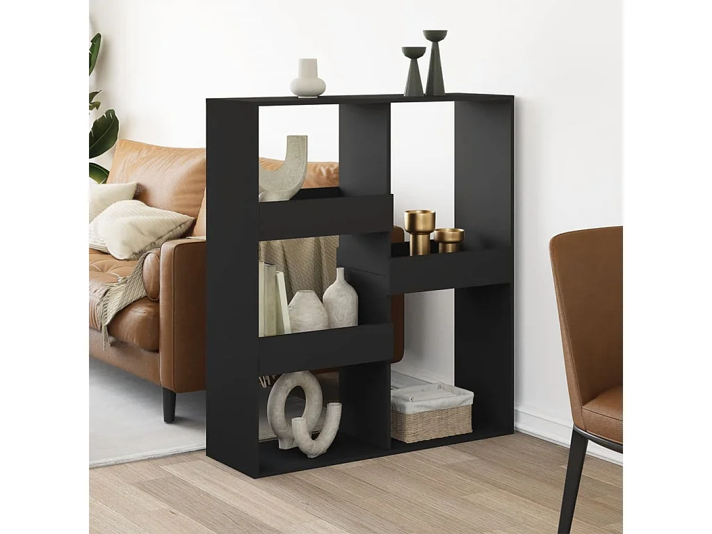 Separador de ambientes madera ingeniería negro 100x33x115 cm